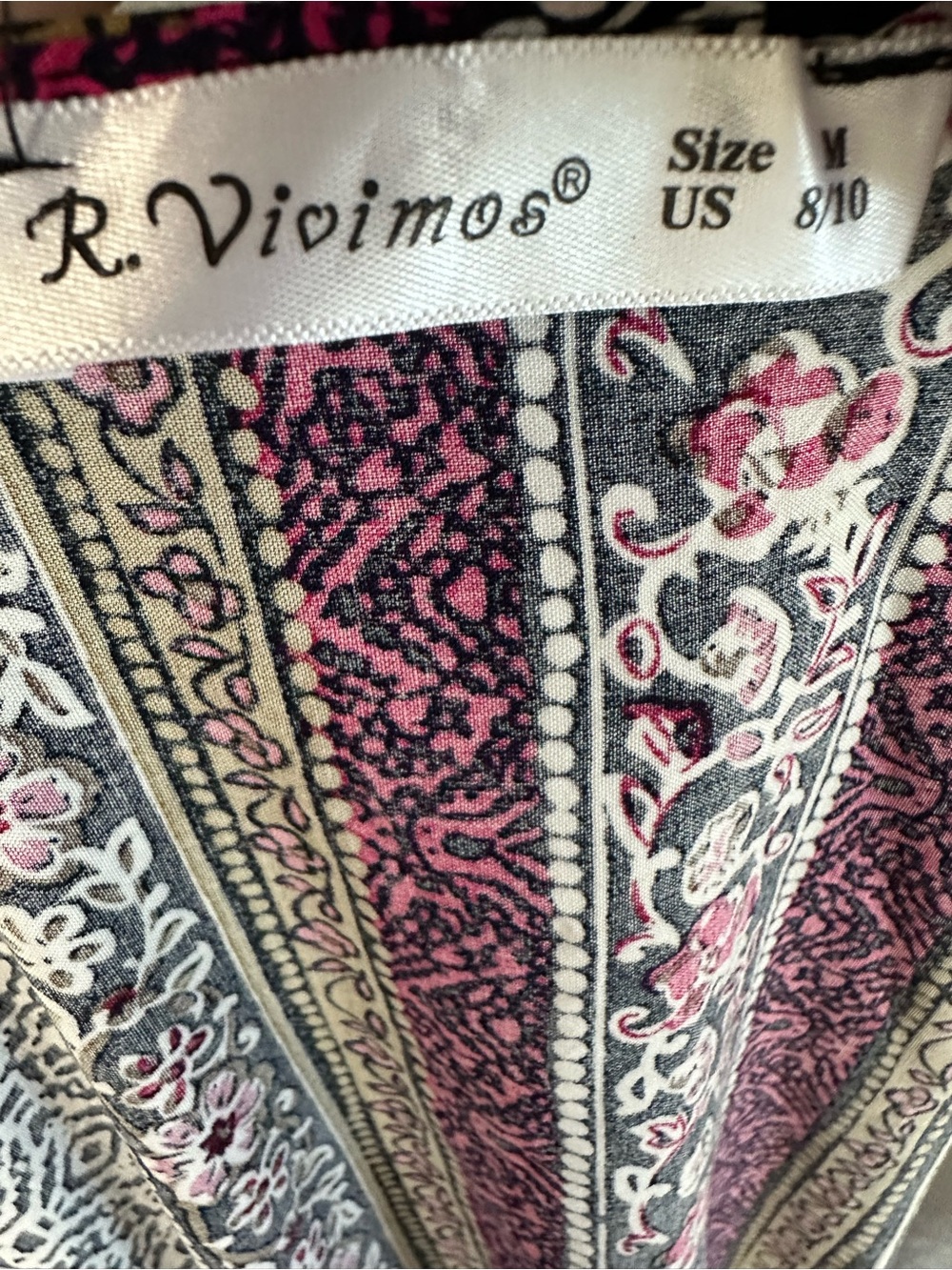 R. Vivimos Boho Wrap Maxi Dress Long Sleeve Bell Sleeve Floral Stripe M 8/10 - Picture 10 of 11